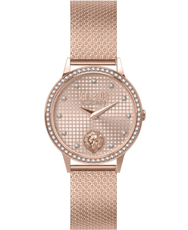 Versus by Versace Strandbank Crystals Ρολόι Μπαταρίας με Ροζ Χρυσό Μεταλλικό Μπρασελέ VSP572821