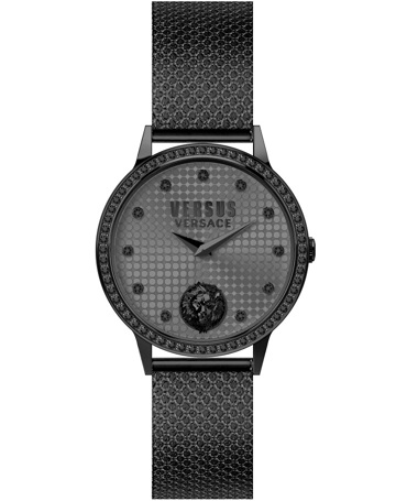 Versus by Versace Strandbank Crystals Ρολόι Μπαταρίας με Μαύρο Μεταλλικό Μπρασελέ VSP572921