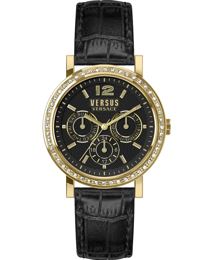 Versus by Versace Manhasset Roloi Batarias me Mavro Dermatino Louraki VSPOR2319