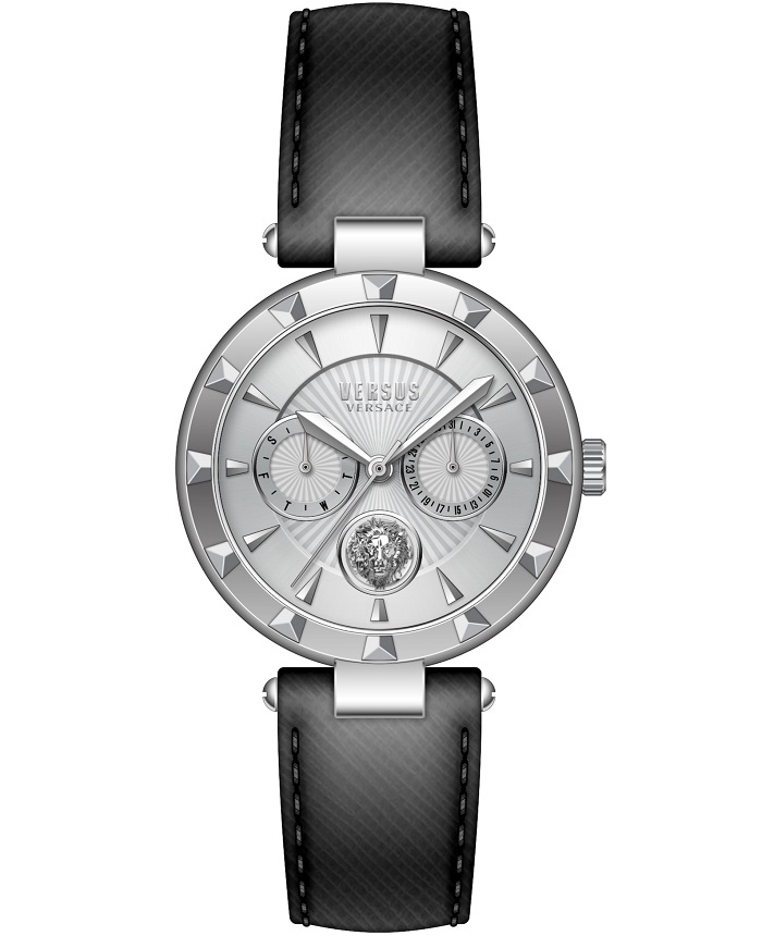Versus by Versace Sertie N Roloi Batarias me Mavro Dermatino Louraki VSPOS2021