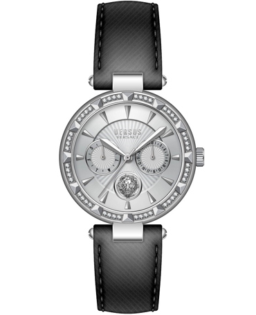 Versus by Versace Sertie N Crystal Ρολόι Μπαταρίας με Μαύρο Δερμάτινο Λουράκι VSPOS3221