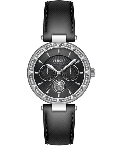 Versus by Versace Sertie N Crystal Ρολόι Μπαταρίας με Μαύρο Δερμάτινο Λουράκι VSPOS3321
