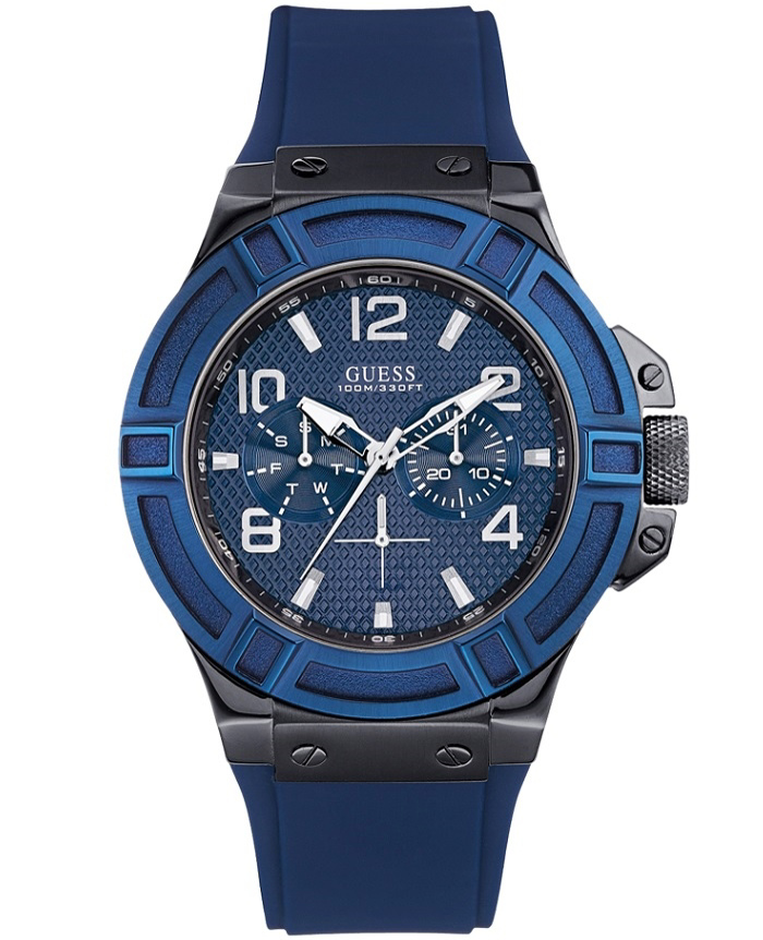 Guess Rigor Roloi Batarias me Ble Kaoutsouk Louraki W0248G5