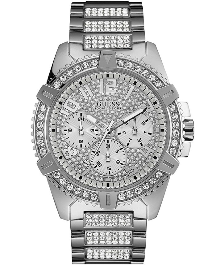 Guess Frontier Roloi Batarias me Asimi Metalliko Brasele W0799G1