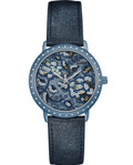 Guess Wildflower Roloi Batarias me Ble Dermatino Louraki W0821L2
