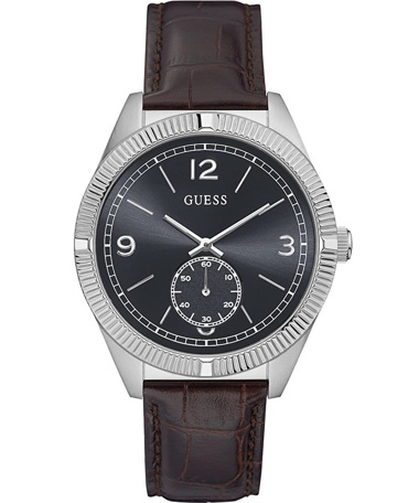 Guess York Ρολόι Μπαταρίας με Καφέ Δερμάτινο Λουράκι W0873G1