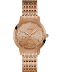 Guess Lattice Roloi Batarias me Roz Xruso Metalliko Brasele W1088L2