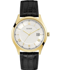 Guess Element Roloi Batarias me Mavro Dermatino Louraki W1182G5