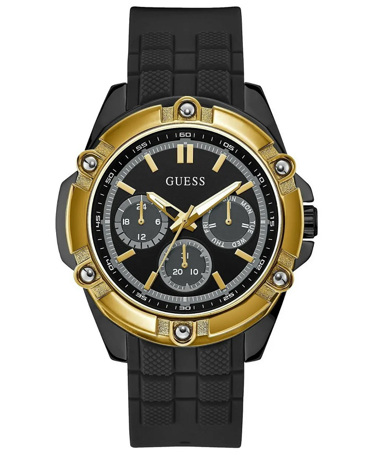 Guess Bolt Ρολόι Μπαταρίας με Μαύρο Καουτσούκ Λουράκι W1302G2