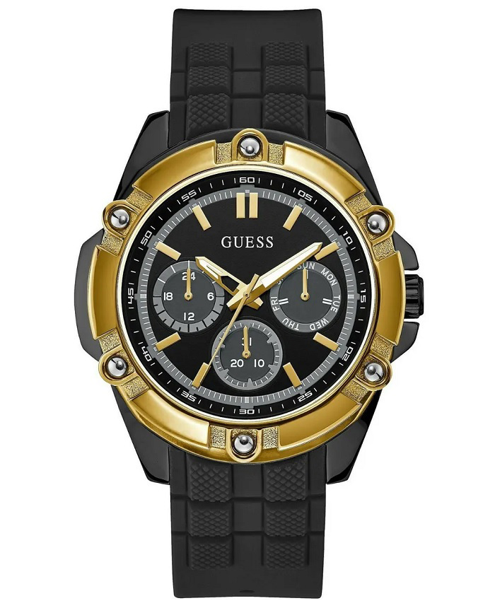 Guess Bolt Roloi Batarias me Mavro Kaoutsouk Louraki W1302G2