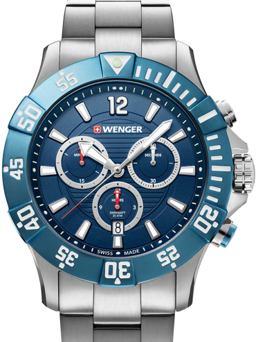 Wenger Seaforce Diver Ρολόι Χρονογράφος Μπαταρίας με Ασημί Μεταλλικό Μπρασελέ 10643119