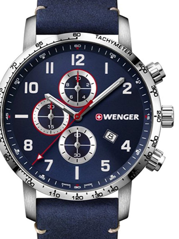 Wenger Attitude Ρολόι Χρονογράφος Μπαταρίας με Μπλε Δερμάτινο Λουράκι 11543109