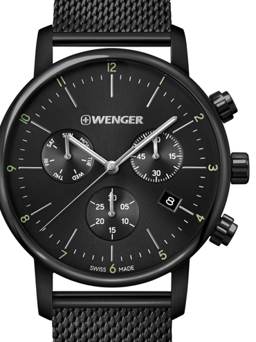 Wenger Urban Classic Ρολόι Χρονογράφος Μπαταρίας με Μαύρο Μεταλλικό Μπρασελέ 11743116