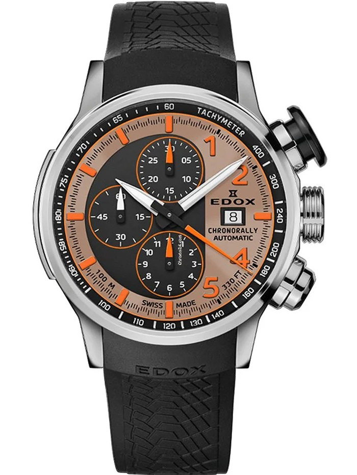 Edox Chronorally Roloi Xronogafos Aftomato me Mavro Kaoutsouk Louraki 01129-TNCA-BENO