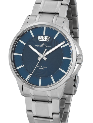 Jacques Lemans Sydney Ρολόι Μπαταρίας με Ασημί Μεταλλικό Μπρασελέ 1-1540M