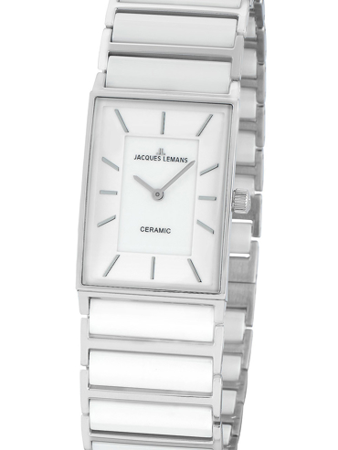 Jacques Lemans York Ceramic Ρολόι Μπαταρίας με Ασημί / Λευκό Κεραμικό Μπρασελέ 1-1594E