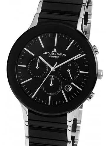 Jacques Lemans Dublin Ceramic Ρολόι Χρονογράφος Μπαταρίας με Μαύρο / Ασημί Κεραμικό Μπρασελέ 1-1854A