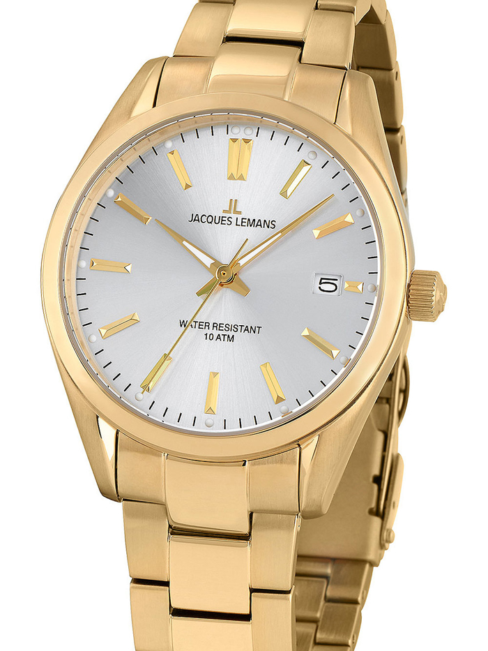 Jacques Lemans Derby Roloi Batarias me Xruso Metalliko Brasele 1-1859K