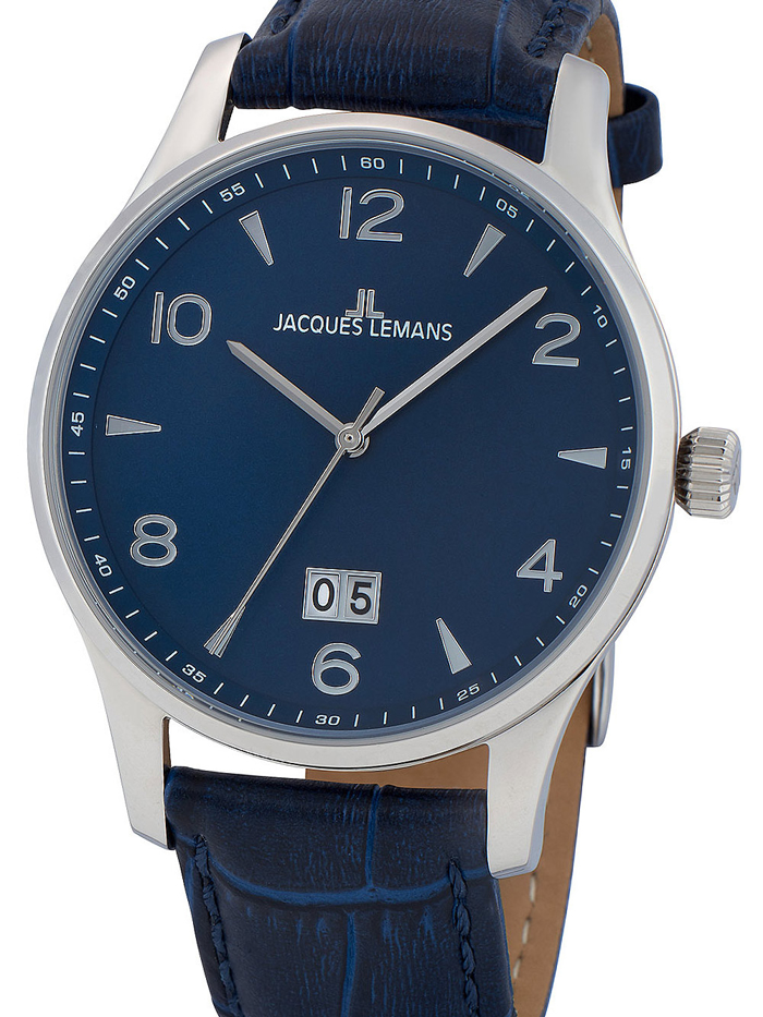 Jacques Lemans London Roloi Batarias me Ble Dermatino Louraki 1-1862ZC