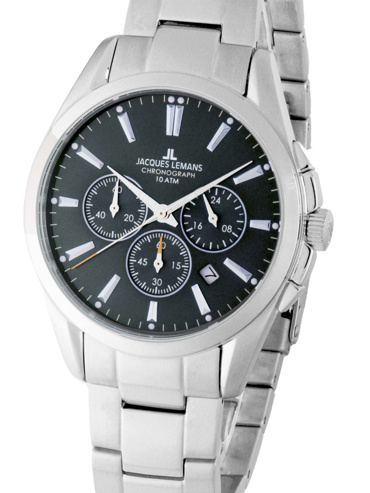Jacques Lemans Derby Ρολόι Χρονογράφος Μπαταρίας με Ασημί Μεταλλικό Μπρασελέ 1-1945D