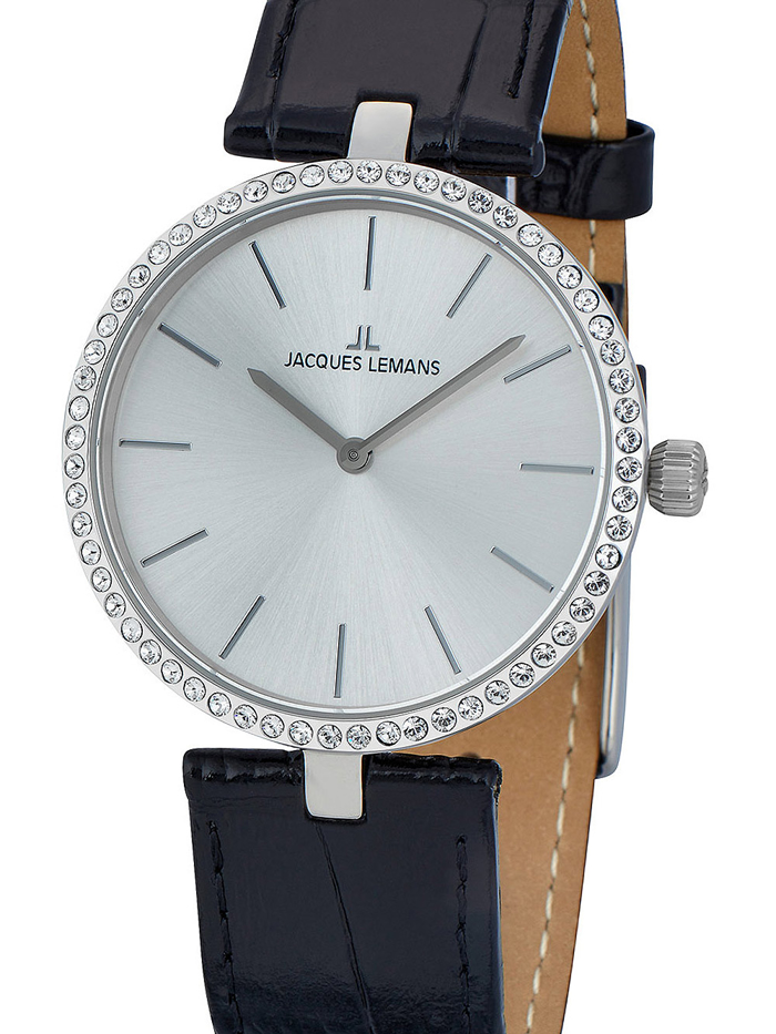 Jacques Lemans Milano Roloi Batarias me Mavro Dermatino Louraki 1-2024H