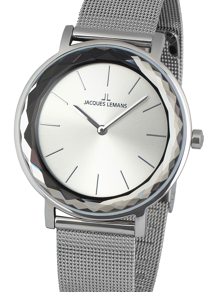 Jacques Lemans Nice Roloi Batarias me Asimi Metalliko Brasele 1-2054F