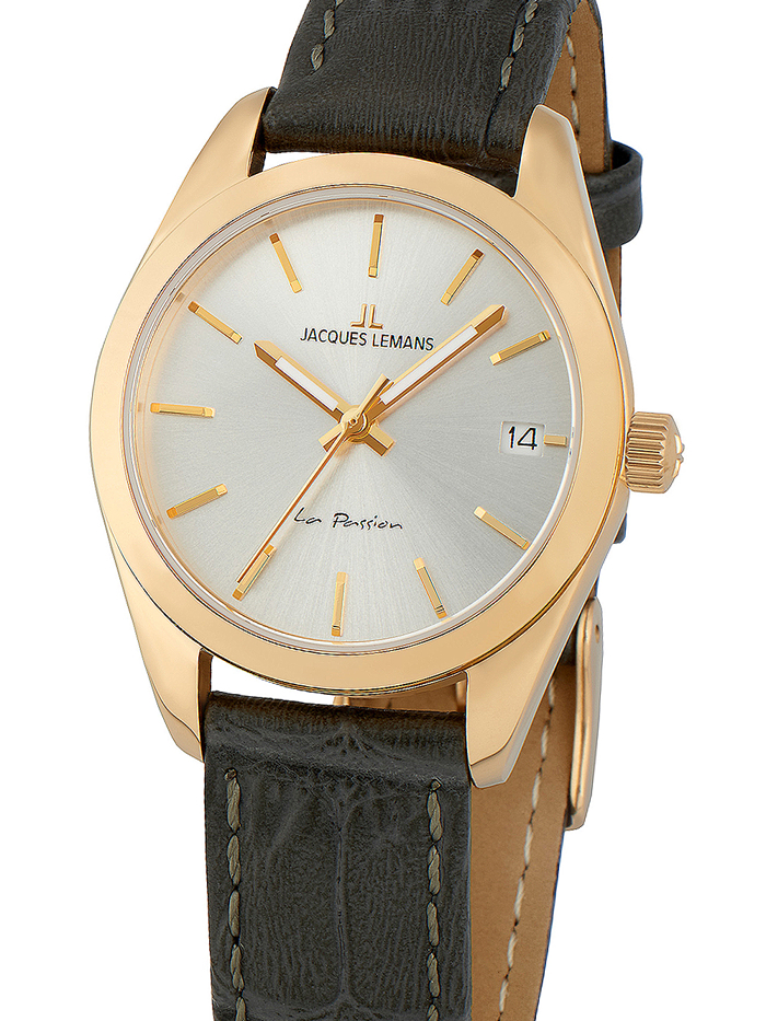 Jacques Lemans La Passion Roloi Batarias me Ggri Dermatino Louraki 1-2084C