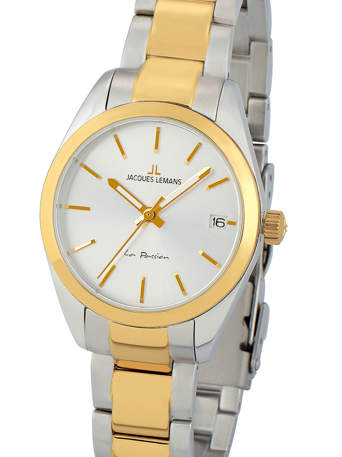 Jacques Lemans La Passion Roloi Batarias me Xruso / Asimi Metalliko Brasele 1-2084F