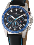 Jacques Lemans Liverpool Roloi Xronogafos Batarias me Mavro Dermatino Louraki 1-2099B.1