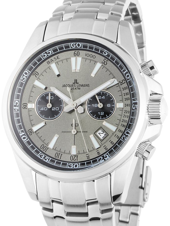 Jacques Lemans Liverpool Roloi Xronogafos Batarias me Asimi Dermatino Louraki 1-2117ZA