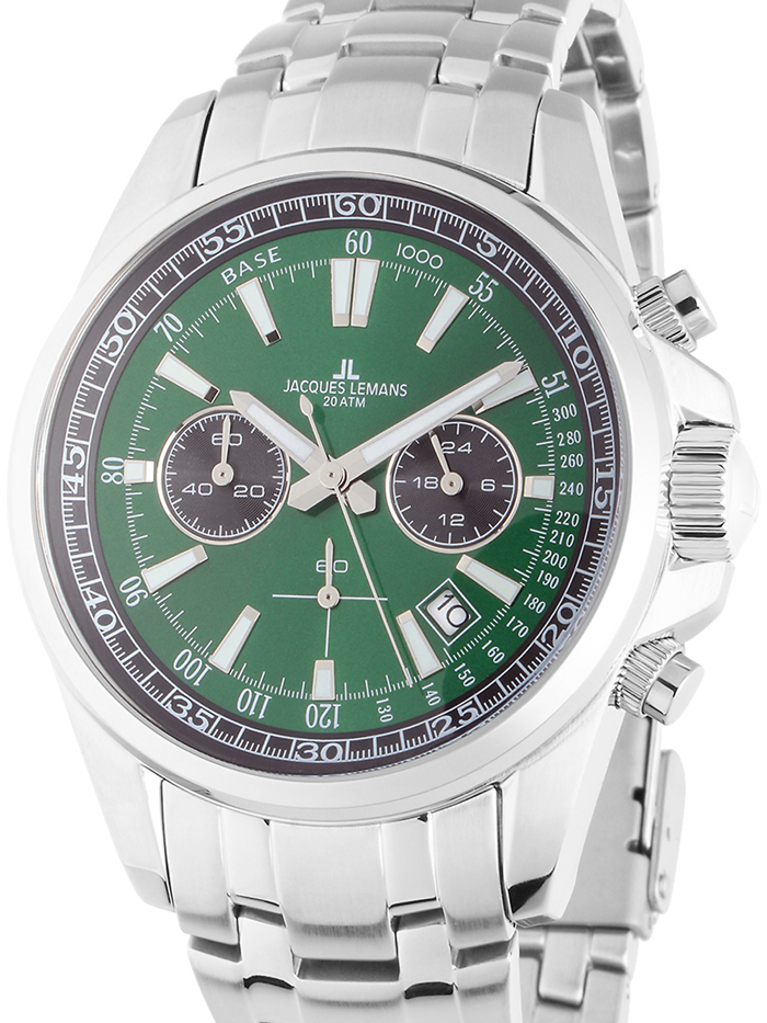 Jacques Lemans Liverpool Roloi Xronogafos Batarias me Asimi Dermatino Louraki 1-2117ZD