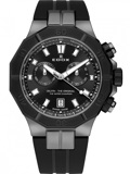 Edox Delfin Roloi Xronogafos Batarias me Mavro Kaoutsouk Louraki 10113-37GNCA-NGIN