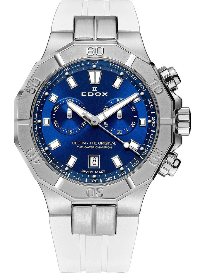 Edox Delfin Roloi Xronogafos Batarias me Asimi Kaoutsouk Louraki 10113-3CAB-BUIN