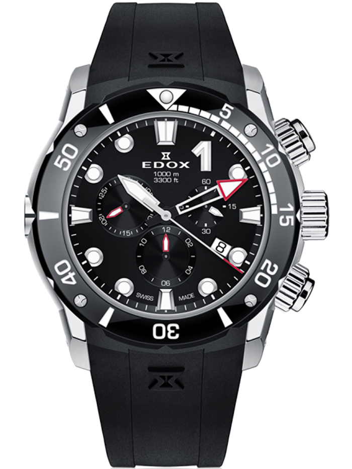 Edox CO-1 Titanium Roloi Xronogafos Batarias me Mavro Kaoutsouk Louraki 10242-TIN-NIN