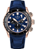 Edox CO-1 Roloi Xronogafos Batarias me Ble Dermatino Louraki 10242-TINR-BUIRN