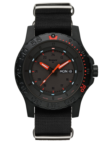 Traser H3 P66 Red Combat Ρολόι Μπαταρίας με Μαύρο Υφασμάτινο Λουράκι 104147