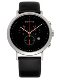 Bering Classic Roloi Xronogafos Batarias me Mavro Dermatino Louraki 10540-402