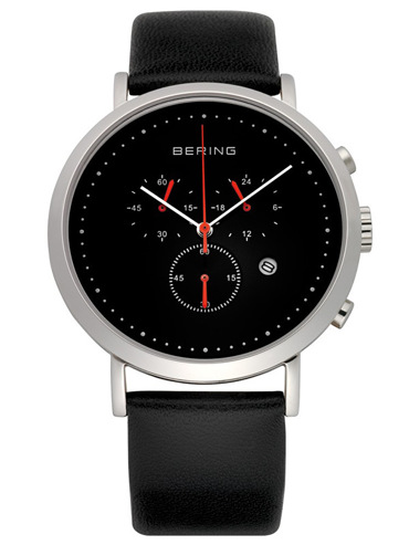 Bering Classic Ρολόι Χρονογράφος Μπαταρίας με Μαύρο Δερμάτινο Λουράκι 10540-402