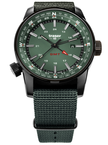 Traser H3 P68 Pathfinder Ρολόι Μπαταρίας με Πράσινο Υφασμάτινο Λουράκι 109035