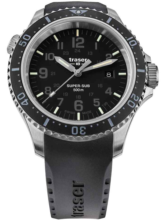 Traser H3 P67 T25 SuperSub Roloi Batarias me Mavro Kaoutsouk Louraki 109377