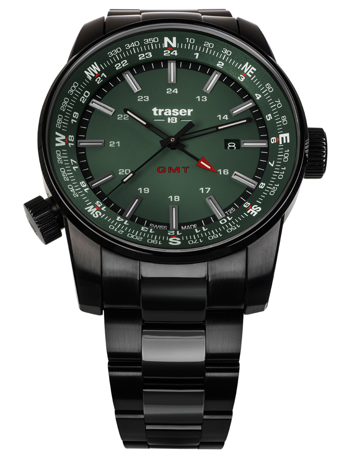 Traser H3 P68 Pathfinder GMT Roloi Batarias me Mavro Metalliko Brasele 109525