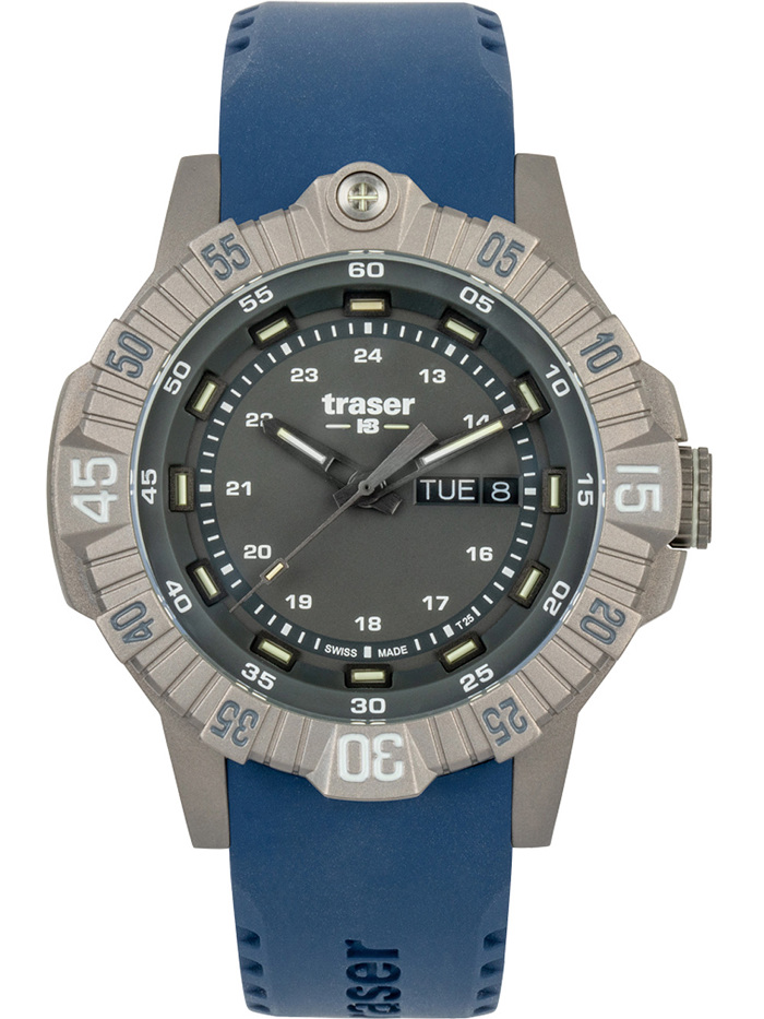 Traser H3 Tactical Titan Roloi Batarias me Ble Kaoutsouk Louraki 110667