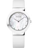 Bering Roloi Batarias me Lefko Dermatino Louraki 11435-604