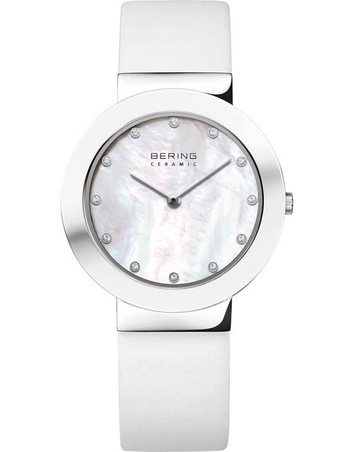 Bering Roloi Batarias me Lefko Dermatino Louraki 11435-604