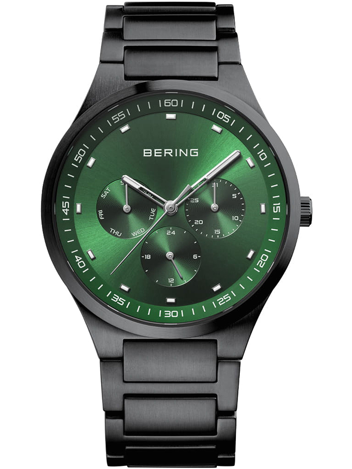 Bering Roloi Batarias me Mavro Metalliko Brasele 11740-728