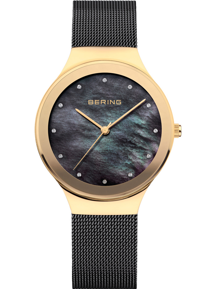 Bering Classic Roloi Batarias me Mavro Metalliko Brasele 12934-132