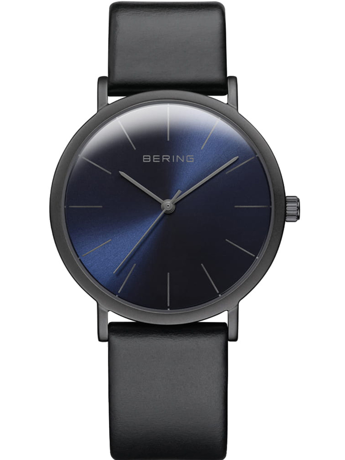 Bering Roloi Batarias me Mavro Dermatino Louraki 13436-427