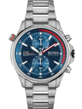 Hugo Boss Globetrotter Roloi Xronogafos Batarias me Asimi Metalliko Brasele 1513823