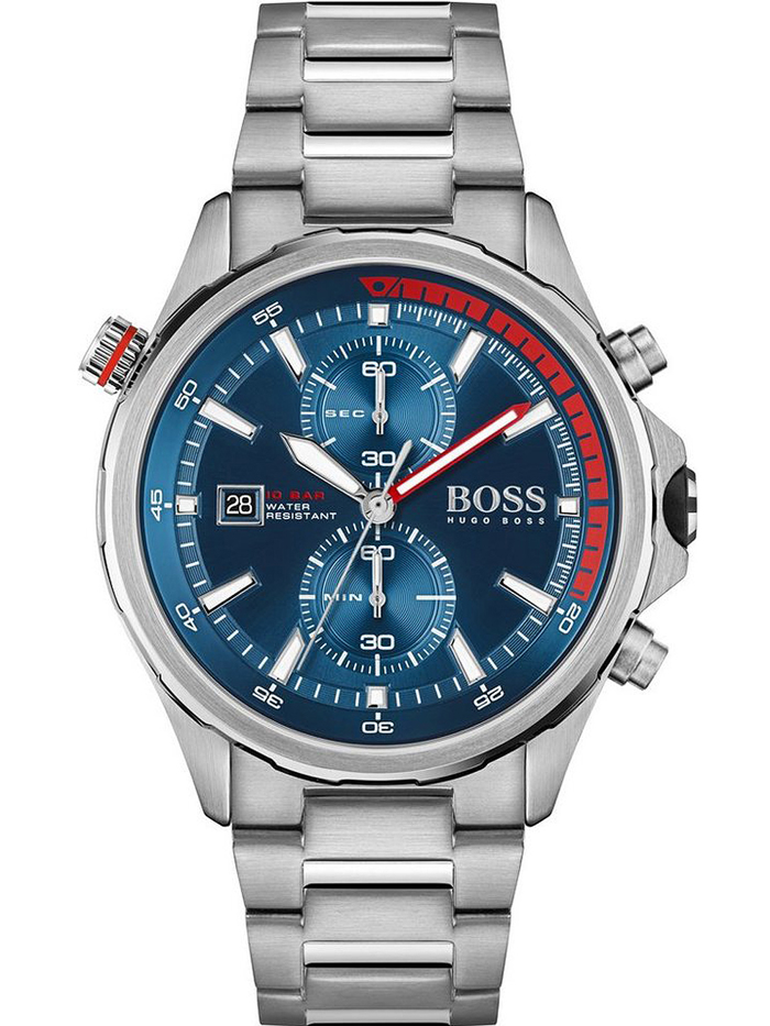 Hugo Boss Globetrotter Roloi Xronogafos Batarias me Asimi Metalliko Brasele 1513823