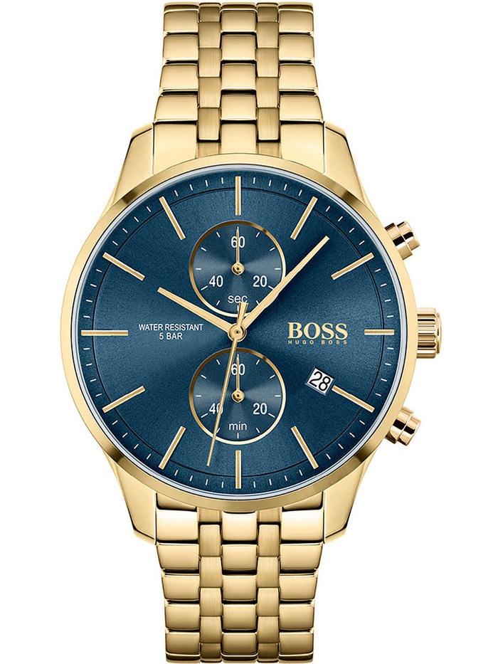 Hugo Boss Associate Roloi Xronogafos Batarias me Xruso Metalliko Brasele 1513841